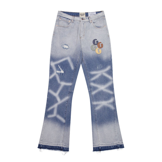 Gallery Dept Jeans leather label embroidery water ripple gradual change wash jeans